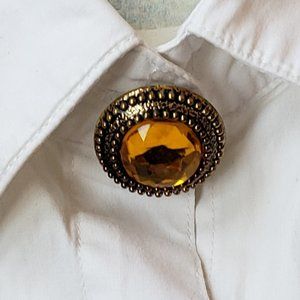 Instant bling!  Yellow Gem Stone Snap-On Button Cover. Or complimentary gift....